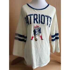 VTG New England Patriots Shirt 2XL Womens STARTER White 3/4 Jersey Sleeve 1990s